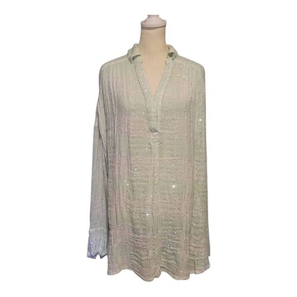Free People FP One Waverly Tunic Women's Sequin Top Size Large - Picture 1 of 11